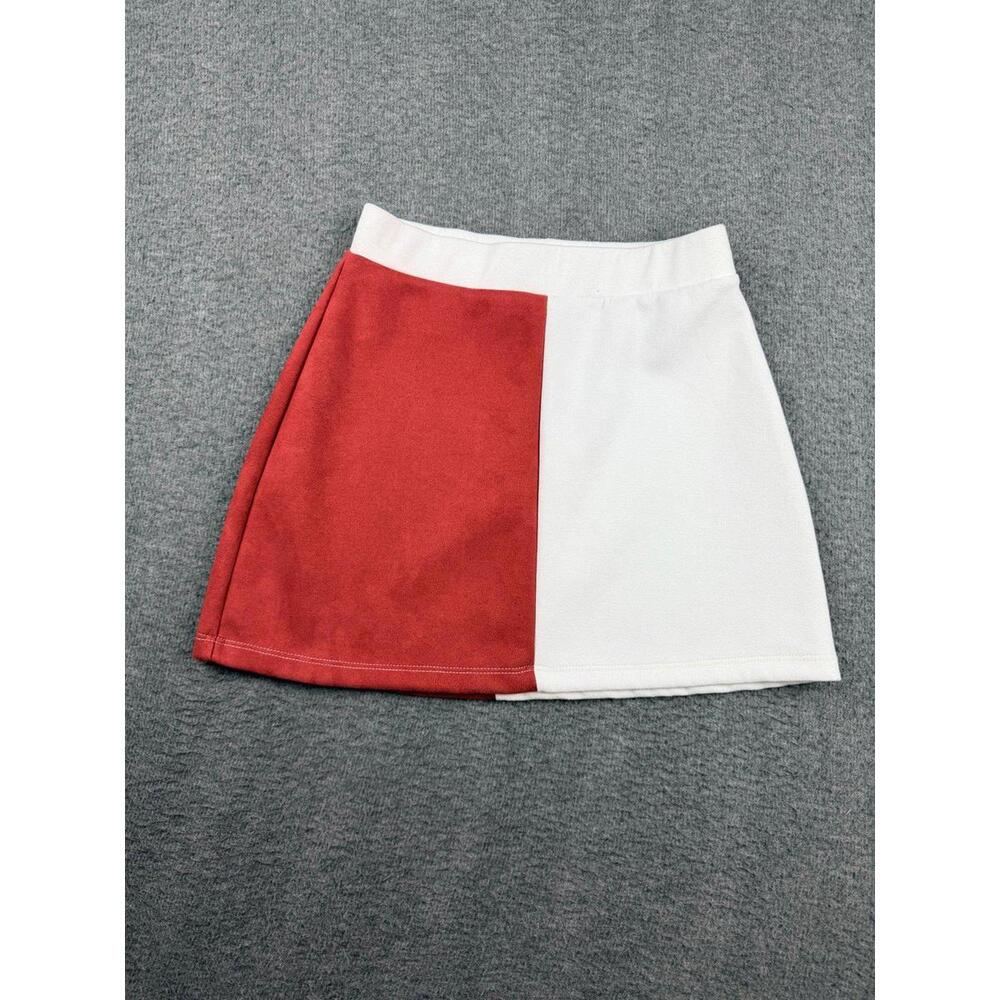 Altar'd State Red and White Colorblock Mini Skirt